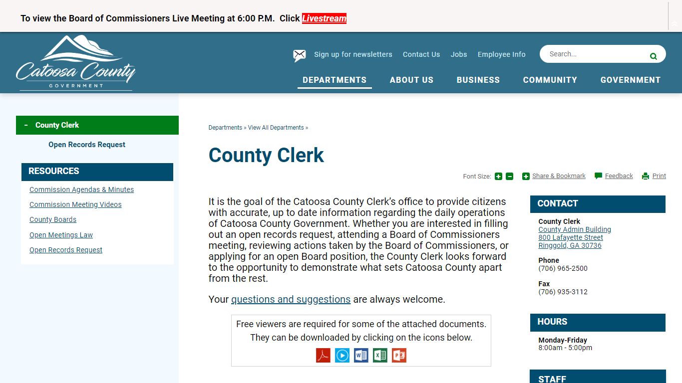 County Clerk | Catoosa County, GA
